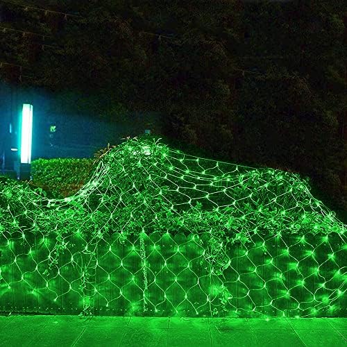 Dazzle Bright St. Patrick's Day 200 LED Net Lights, 9.8 FT x 6.6 FT Connectable Mesh Lights Clear Wire with 8 Lighting Modes, Christmas Decorations for Indoor Outdoor Bush Yard Garden Decor (Green) - Image 6
