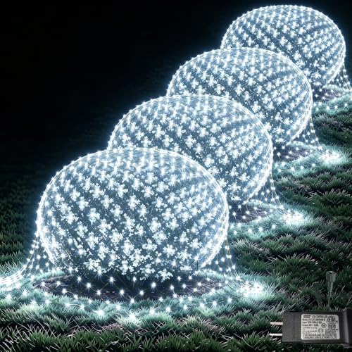 Pooqla Cool White Net Lights, 21x 5ft Christmas Lights Outdoor Green Wire by Pooqla