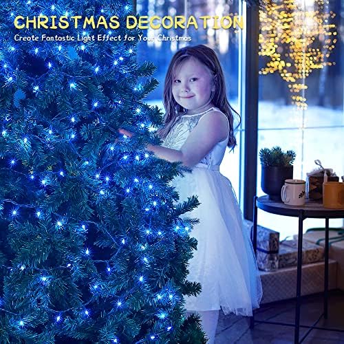 woohaha Blue Christmas Lights Indoor,2 Pack 13FT 50 Count Green Wire - Image 5