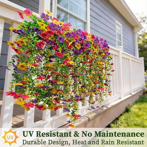 ColoPlay 2PCS Artificial Hanging Flowers for Outdoors Faux Plants - Image 4