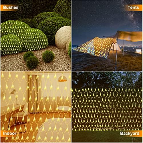 (Upgraded) Outdoor Christmas Lights, 360 LED Christmas Net Lights, 12x5Ft Outdoor String Lights, 8 Modes Waterproof Christmas Decorations for New Year, Bushes, Gardens, Lawns, Patio - Warmwhite - Image 6