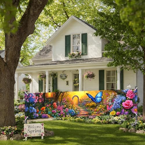 BlissYard Spring Fence Banner Floral Garden Decor 78 x 17 Inch - Image 7