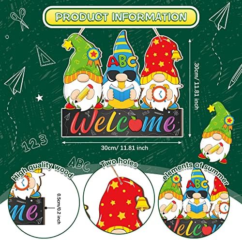 Panelee Back to School Decorations, Gnomes Welcome Sign for Front Door - Image 3