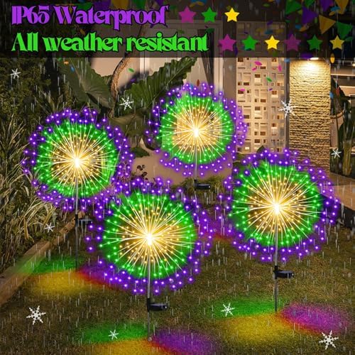 Tujoe 4 Pack Halloween Outdoor Garden Decoration Solar Firework Lights - Image 4