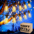 Zuske 100FT Outdoor String Lights, LED Patio Lights with 50+3 ST38 Vintage Edison Shatterproof Bulbs, IP65 Weatherproof Outside Hanging Lights for Backyard Bistro Cafe Garden(50FTx2) by Zuske