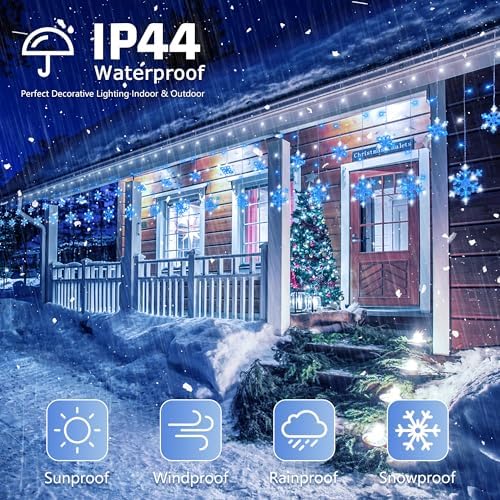 144 LED Snowflake Christmas Lights Outdoor,6.5FT with 12 Drops - Image 5