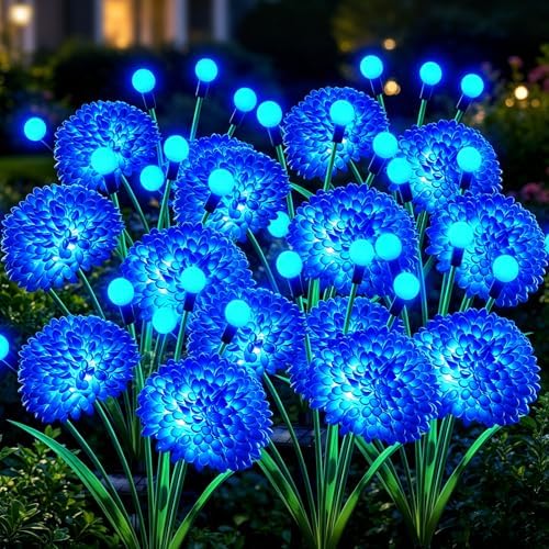 Solar Garden Lights, 8 Pack Blue Solar Swaying Firefly Lights With Flowers, Waterproof Blue Flowers Light Outdoor for Garden Patio Yard Pathway Fall Decoration, Gifts for Women Mother's Day by MRHEPHAESTUS