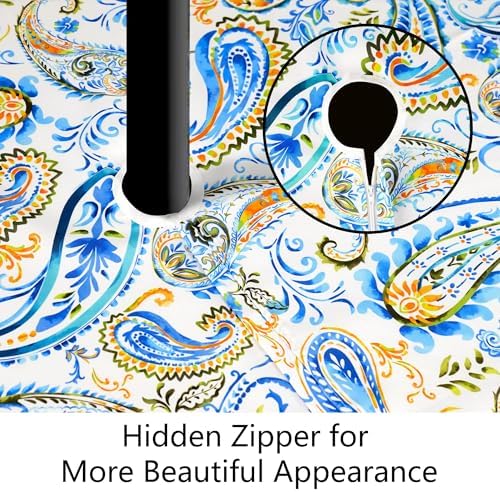 Outdoor Tablecloth with Umbrella Hole and Zipper, Round Patio Table Covers for Spring/Summer, Machine Washable Outdoor Picnic Table Cloth (Paisley, 60" Round) - Image 2