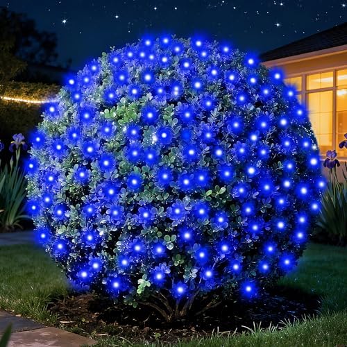 DEPMEM Led Christmas Net Lights Outdoor Christmas Decorations 120Led 6Ftx4Ft UL Certified Connectable Waterptoof Mesh Net Lights for Trees Bushes Shrubs Garden Outdoor Christmas Decorations(Blue) by Depmen