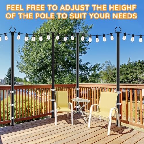 AHRLHR 2 Pack String Light Poles,Poles for Outdoor String lights10 Ft Metal Poles with Fork for Outdoor String Lights,Outdoor Light Poles with Fork,Patio,Deck,Backyard - Image 4