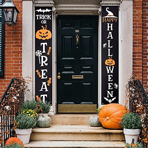 Halloween Outdoor Banners - Trick or Treat Decorative Hanging Banner for Front Door, Porch, Yard Sign & Indoor Home Wall Decor - Happy Halloween Party Supplies Welcome Signs - Image 5