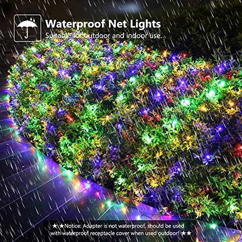 LYHOPE 12ft x 5ft 360 LED Christmas Net Lights, 8 Modes Low Voltage Green Wire Mesh Christmas Decorations Lights for Xmas Trees, Bushes, Wedding, Garden, Outdoor, Indoor Decor (Multicolor) - Image 3
