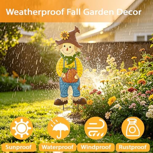 BRIGHTDECK Outdoor Fall Scarecrow Metal Stakes Decorations Yard Sign, Large - Image 2