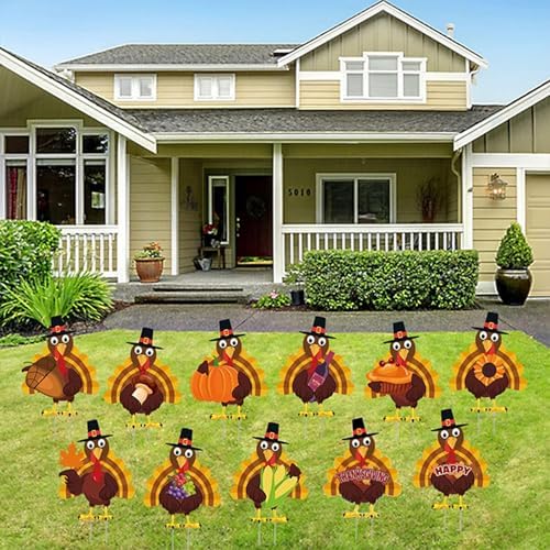 Fanboxk Thanksgiving Yard Decorations Outdoor,11Pcs Thanksgiving Turkey Yard Signs with Stakes,Harvest Porch Yard Sign Decorations for Autumn Farmhouse Patio Outdoor Decor. - Image 7