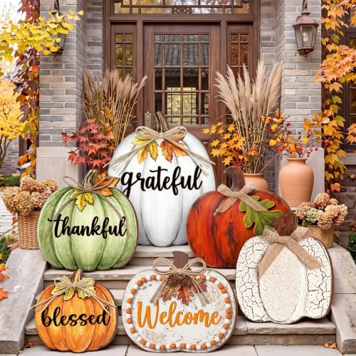 Moucuny Set of 6 Farmhouse Outdoor Fall Porch Decoration for Home, Pumpkin by Moucuny