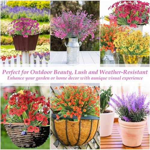 18 Bundles Realistic Artificial Flowers Bulk for Outdoors, UV-Resistant - Image 6