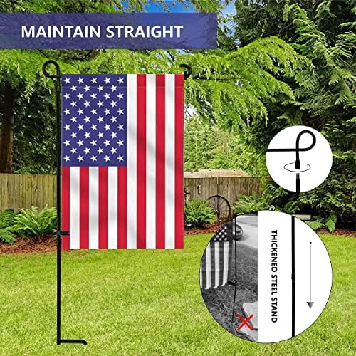 YEAHOME 3PC Garden Flag Holder Stand, Weather-Proof Yard Flag Pole Black Metal Powder-Coated Flagpole with Tiger Clip and Rubber Stopper for Garden Flags Outdoor Decorations - Image 4