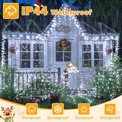 Ollny Icicle Lights for Outside 720LED 60FT, Cool White Christmas Lights with Remote 8 Modes Dimmable, Waterproof Connectable Timer Hanging Light for House Outdoor Yard Indoor Decorations - Image 4