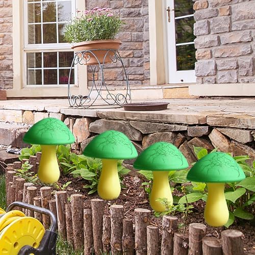 Solar Mushroom Lights Garden Decor 8 Green Crack Mushrooms Outdoor Decor Stake Lights Waterproof Solar Pathway Light Gardening Gifts for St Patrick's Day Easter Gnomes Yard Halloween Xmas Decorations - Image 4