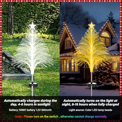 Baquler 12 Pack Solar Christmas Tree Lights Waterproof Path Stake 7 Modes - Image 3