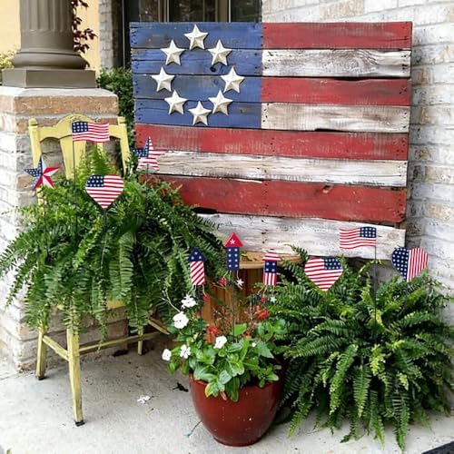 hogardeck 4th of July Decorations Outdoor, 10 PCS Metal Patriot Star Firework Decorative Garden Stakes for Fourth of July Decorations, Patriotic Yard Signs for Garden, Porch, Patio, Flower Beds - Image 4