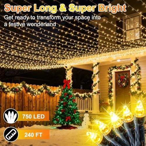 750 LED 240FT Christmas String Lights Outdoor, 12 Pro Modes with Timer - Image 2