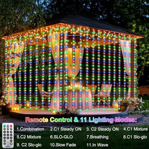 600 LED Curtain Lights 20Ftx10Ft Dual Color Changing Lights with Remote - Image 4
