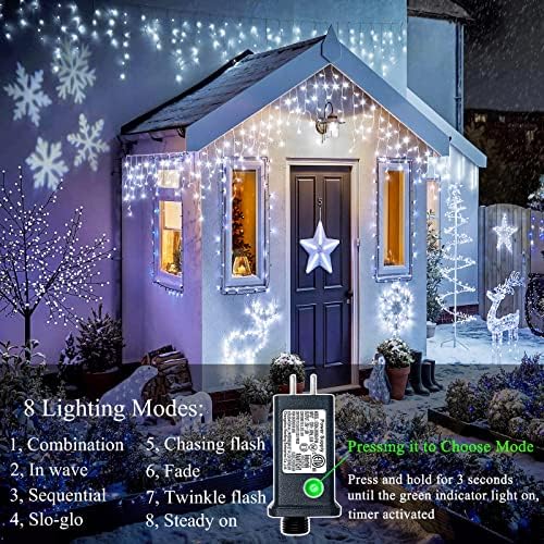 Icicle Christmas Lights Outdoor, 33ft 400 LED Icicle Lights for Outside, Plug in Twinkle Lights Indoor with 8 Modes Timer Waterproof for House Holiday Decor Wedding Christmas Decorations (Cool White) - Image 4