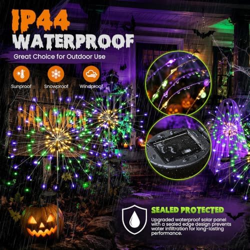 PEVOROS Solar Firework Garden Lights Outdoor, Purple/Yellow/Green, 4 Pack - Image 6