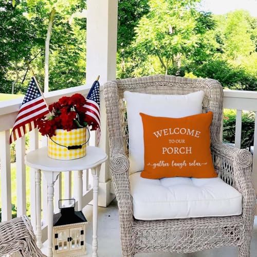 PANDICORN Outdoor Throw Pillow Covers 20x20 Inch Set of 2, Orange - Image 2