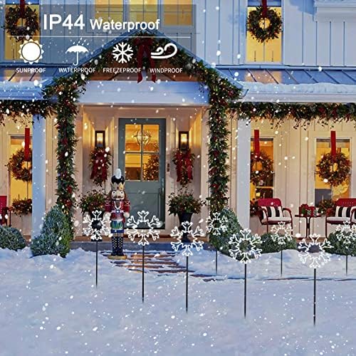 Brightown Snowflakes Christmas Pathway Lights Outdoor, 10 Large Snowflakes Christmas Decorations Outdoor Yard, Pathway Marker Stake Lights for Patio Ground Path Sidewalk Walkway Driveway - Image 6