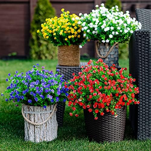 AXYLEX Artificial Flowers for Outdoors, 12 Bundles Fake Plants (Red) - Image 3