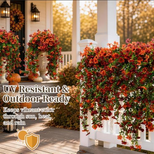 ColoPlay Artificial Mums for Outdoors Fall Decor, Faux Fake Hanging Flowers - Image 5