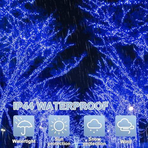 LAMPHOME 165FT 500 LED Blue Christmas Lights,16 Modes Connectable Fairy String Lights, Plug in Indoor Outdoor Blue Lights for Xmas Tree, Party, Garden, Hanukkah, Independence Day Patriotic Patio Decor - Image 2