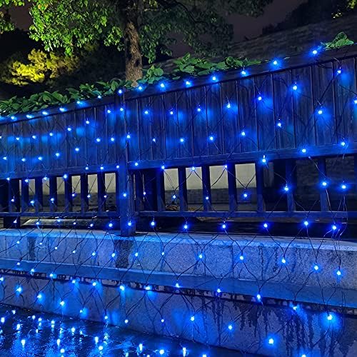 Pooqla Blue Net Lights, 21x 5ft Christmas Bush Lights Outdoor Green Wire - Image 7