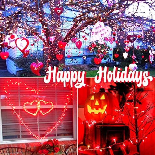 Hopolon Red Christmas Lights, 2 Pack Total 100 Count 26 FT,White Wire - Image 5