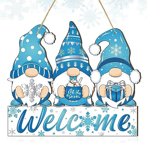 Panelee Winter Gnome Welcome Door Sign Snowflake, Wooden Harvest Decor by Panelee