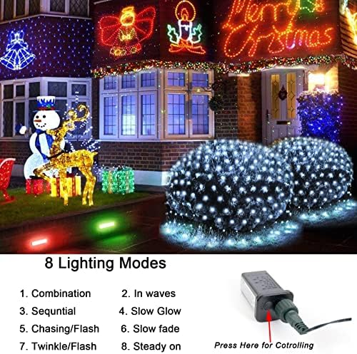 OYCBUZO 360LED Net Lights Outdoor, 21ft x 5ft Connectable String Mesh Lights 8 Modes with Memory Function, Christmas Netting Light Plug in for Bushes Thanksgiving Xmas Tree Party Garden - Cool White - Image 2
