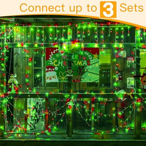 Ollny Icicle Lights for Outside 400LED 32FT, Red and Green Christmas Light with Remote 8Modes Timers Waterproof, Plug in Connectable Hanging Lights for Outdoor Indoor House Roof Holiday - Image 3