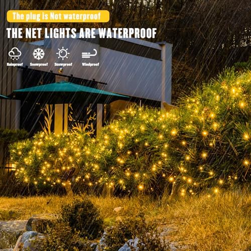 JMEXSUSS 360 LED Net Lights Outdoor, 12ft x 5ft, Plug in, Warm White - Image 7