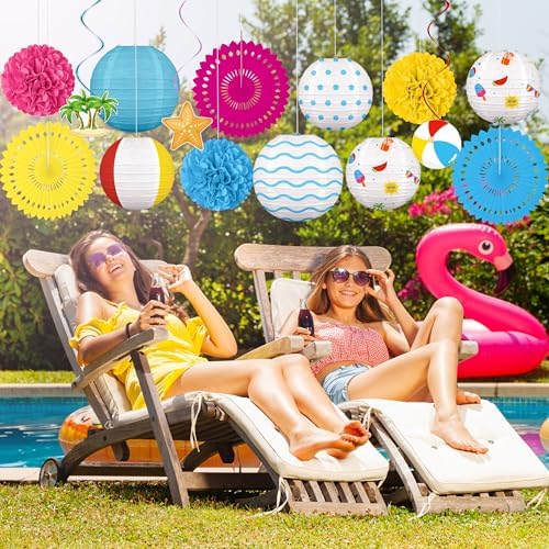 Renbuzhu 15Pcs Beach Party Decorations Pool Luau Summer Decor Set - Image 6
