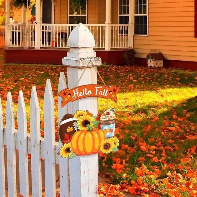 Fall Thanksgiving Door Sign, Wooden Harvest Decorations, Indoor Outdoor Farmhouse Porch Decor (3) - Image 5