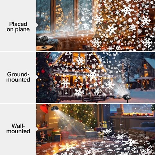 Christmas Projector Lights Outdoor, Snowflake Projector with Remote Control, IP65 Waterproof LED Snowflake Projection Lights for Christmas Decorations Garden Holiday Parties New Year - Image 3