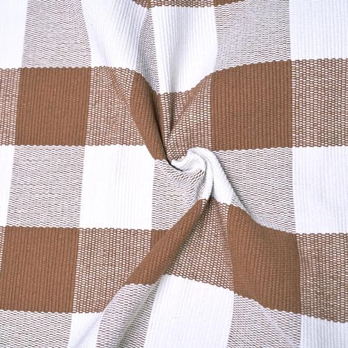 Ckorzen Coffee and White Plaid Rug, 3' x 5' Outdoor Front Porch Door Decor Mat, Washable Cotton Woven Farmhouse Area Rug for Layered Door Mats Carpet, Entryway, Easter Décor - Image 6