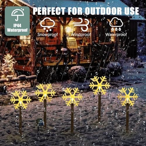 5 Pack Christmas Solar Pathway Lights, Snowflake Outdoor Decorations - Image 4