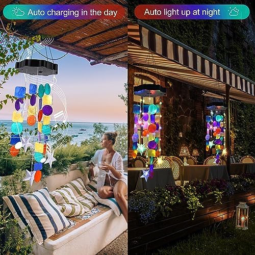Solar Wind Chimes of Outside, Colorful Solar Shell Gift for Mom Grandma - Image 2