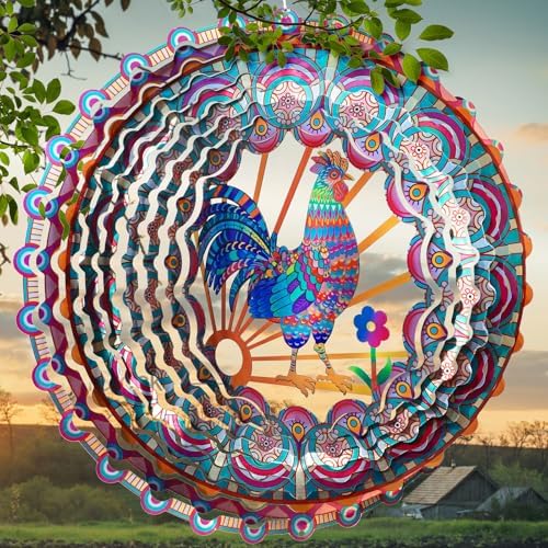 Rooster Wind Spinner - Chicken Gifts for Women Men Mother Father by Eiryhope