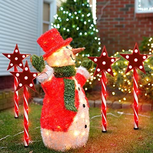LAMPHOME 8 Pack 64LED Twinkle Star Pathway Lights - Outdoor, Garden Pathway Markers, Set-of-8 Stick Lights for Christmas Garden Decor - Image 2