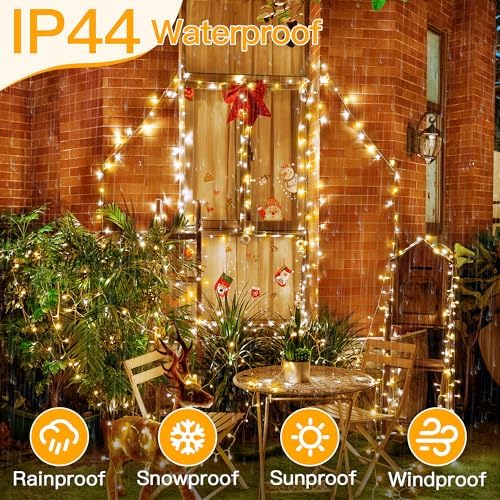 Ollny Warm White and Cool White Christmas Lights Waterproof, 400LED 131FT String Lights with Remote 3 Timer, Plug in 8 Modes Fairy Light for Xmas Tree Indoor Bedroom House Decorations - Image 6