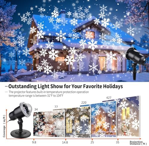 Christmas Projector Lights Outdoor, Snowflake Projector Lights with Wireless Remote Control for Christmas Decorations Lights New Year Party - Image 5